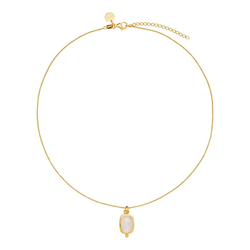 Fleur Rainbow Moonstone Necklace | Yellow Gold