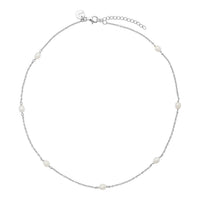 Tidal Whisper Silver Pearl Necklace