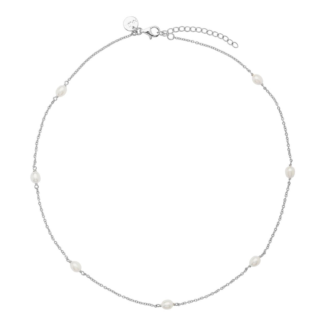 Tidal Whisper Silver Pearl Necklace