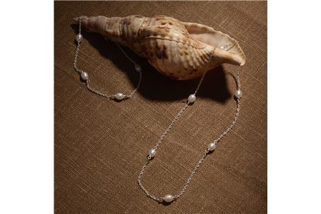 Tidal Whisper Silver Pearl Necklace