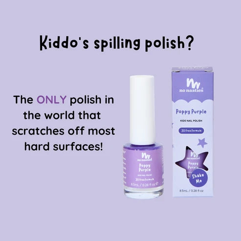 Poppy Purple Water-Based, Scratch off Nail Polish for Kids - 8.5ml