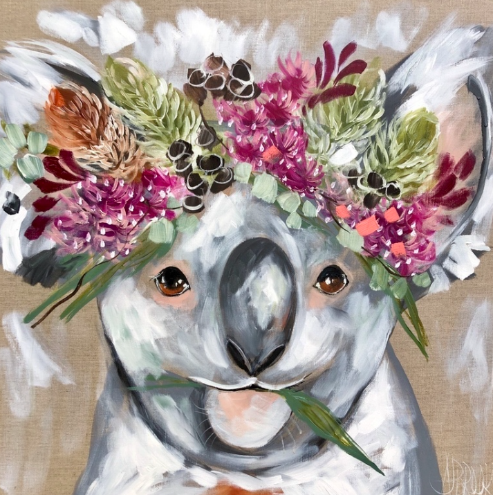 Rain Dance Koala Print | Oak Framed