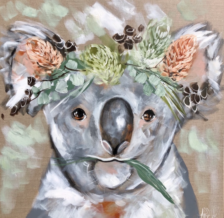 Rain Maker Koala Print | Oak Framed