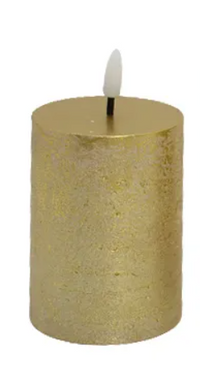 Shine Pillar LED Wax Candle | Gold