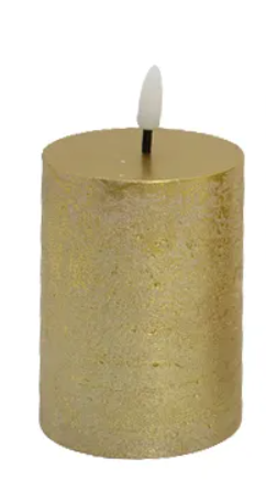Shine Pillar LED Wax Candle | Gold