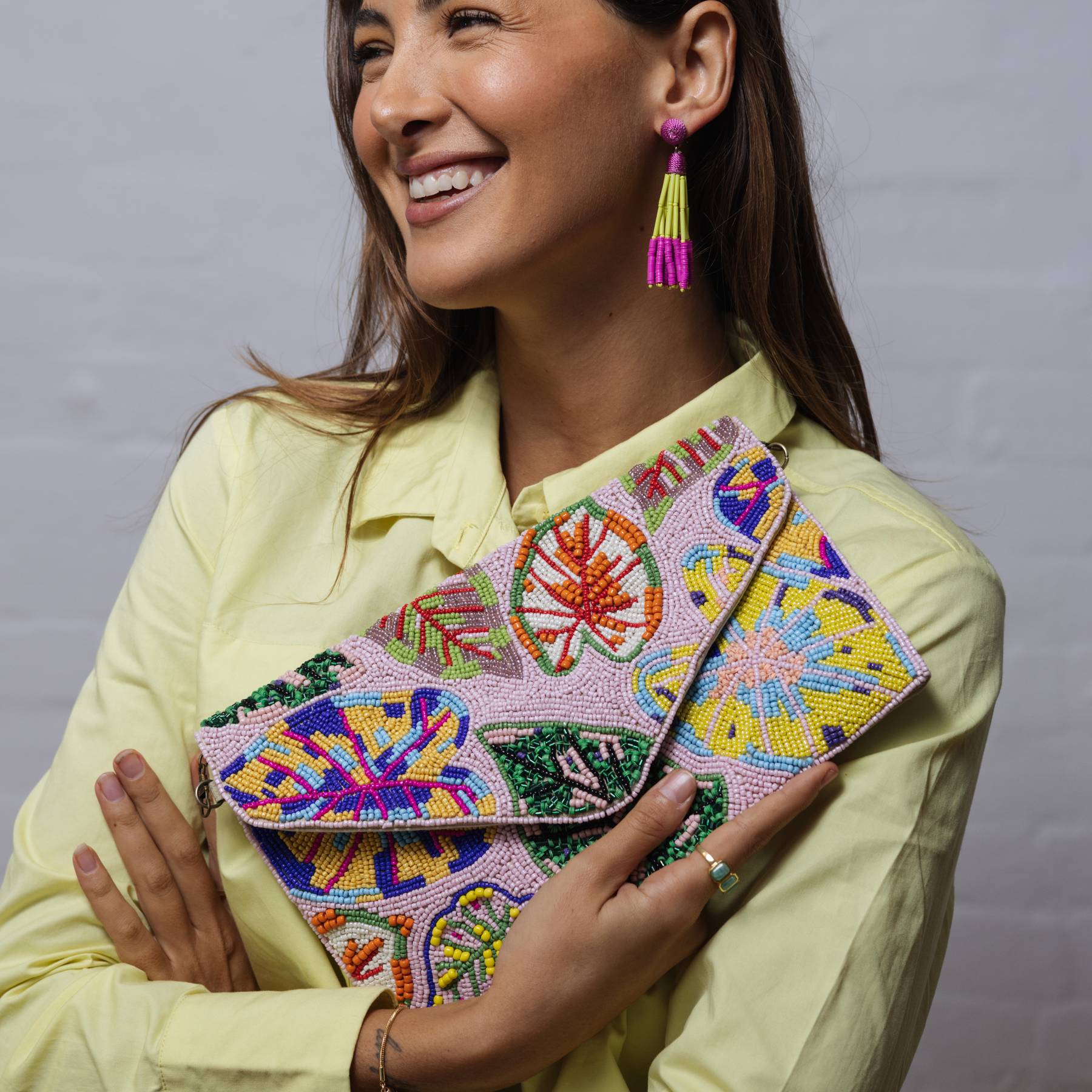 Beaded Clutch | Colorful Leaves