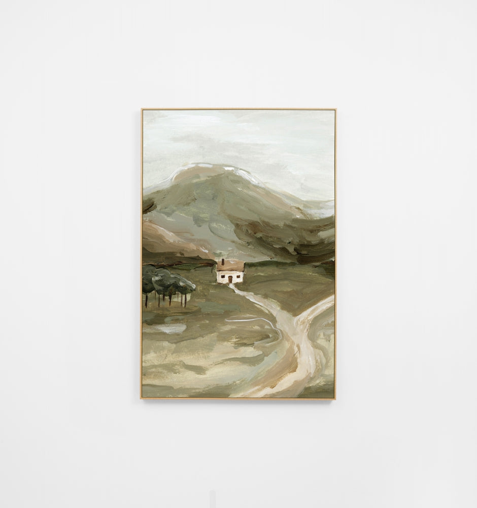 Secluded Cottage Khaki | Canvas Print