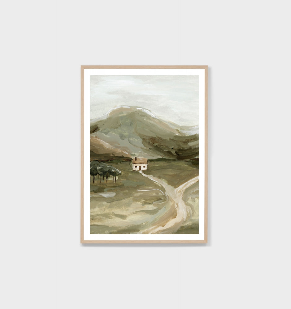Secluded Cottage Khaki | Framed Print