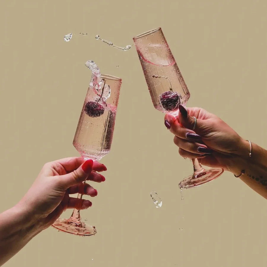 The Luna Set of 2 Champagne Flutes | Blush