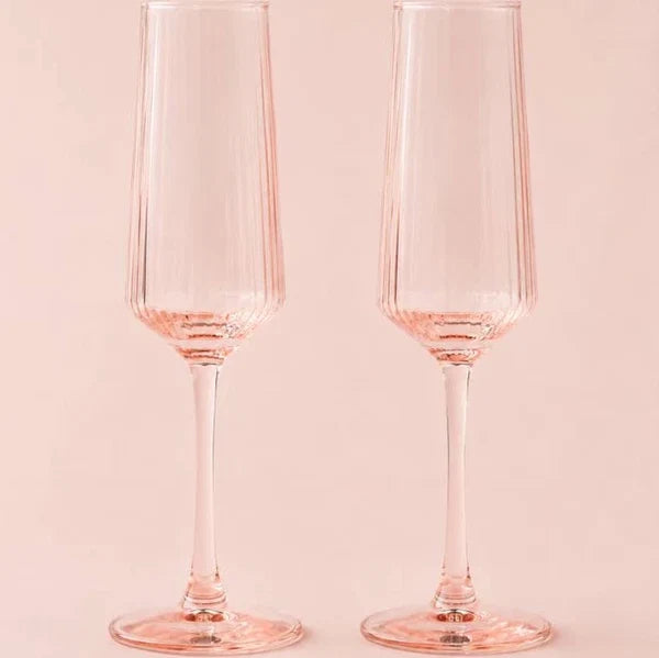 The Luna Set of 2 Champagne Flutes | Blush