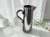 S/Steel Grid Pattern Small Jug Green Leather Handle 2.2L