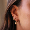 Huggies Hanging Rose Quartz Baguette | 18KT Yellow Gold Plate