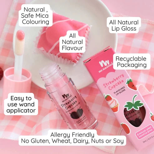 Natural Kids Lip Gloss Wands | Strawberry Cupcake