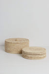 Round Palm Fibre  Placemats | Set of 8 In Basket With Lid
