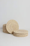 Round Palm Fibre  Placemats | Set of 8 In Basket With Lid