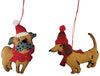 Pug & Sausage Dog Hanging Decoration Brown