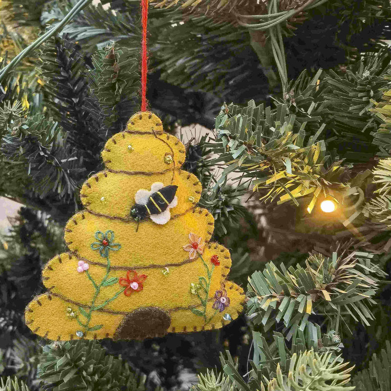 Beehive Fabric Hanging Decoration Yellow