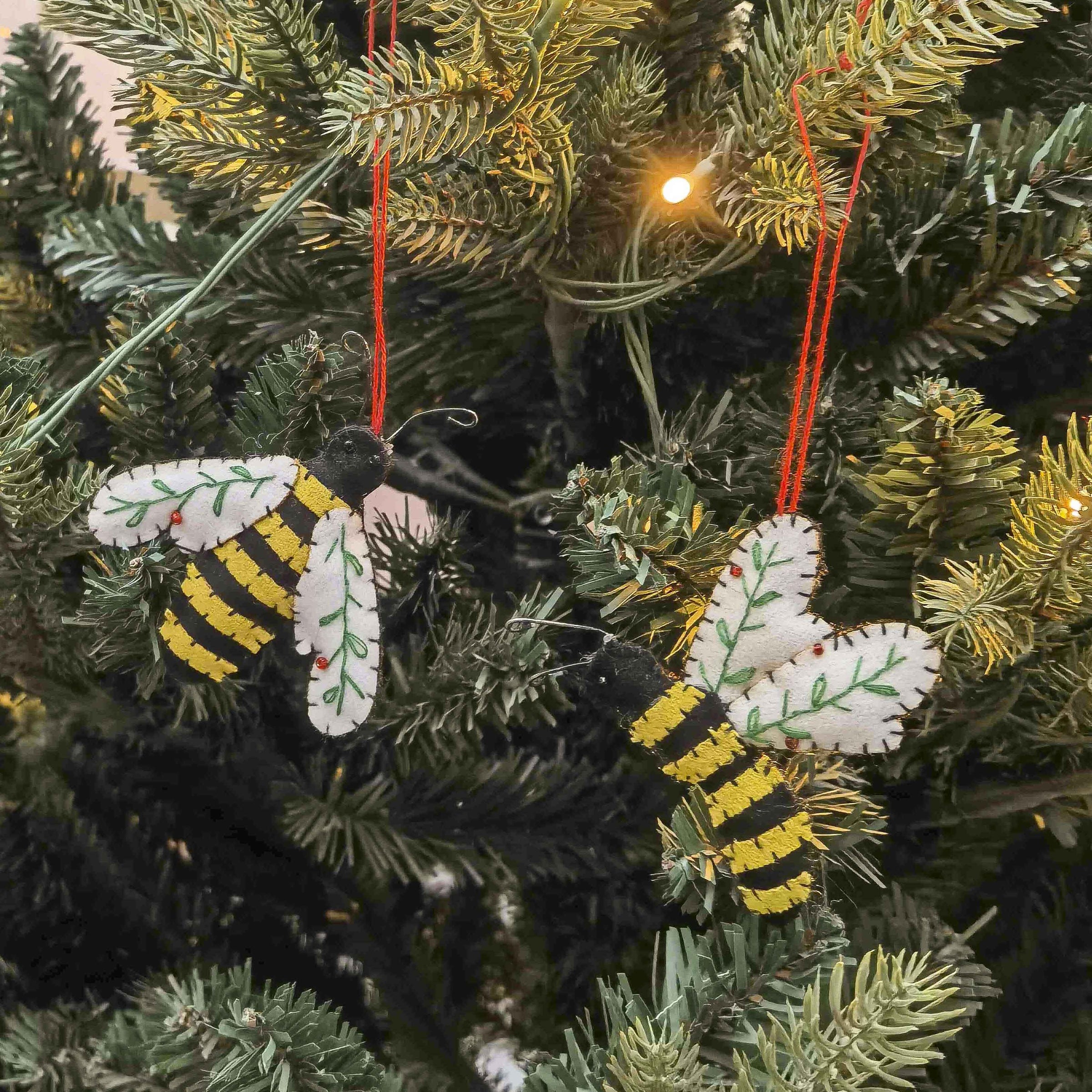 Bees Fabric Hanging Decoration Yellow & Black