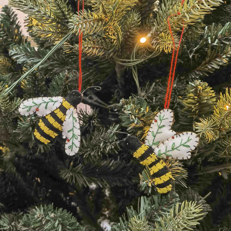 Bees Fabric Hanging Decoration Yellow & Black