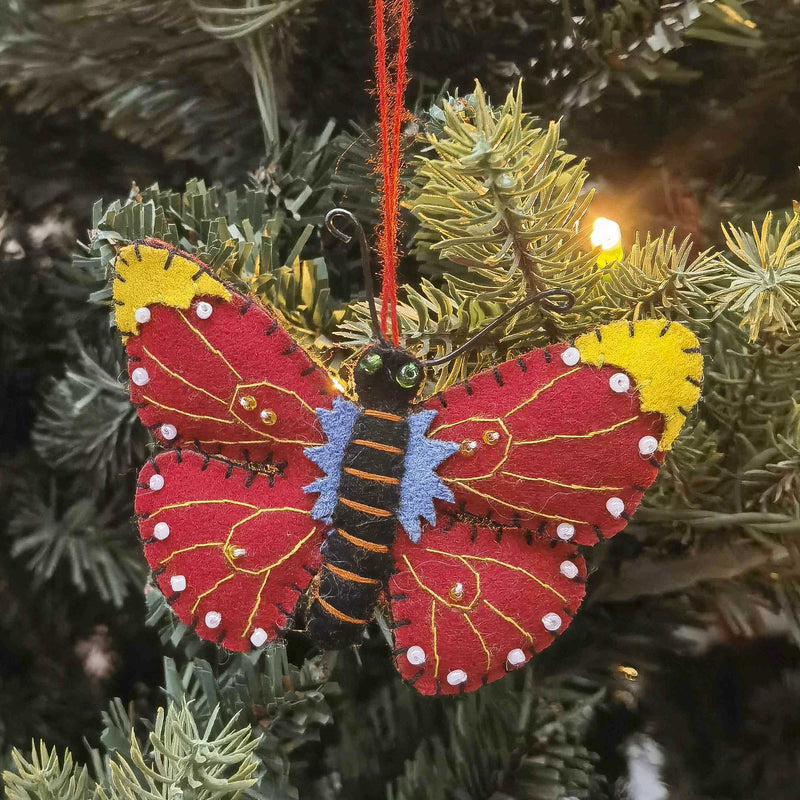 Butterfly Fabric Hanging Decoration Red