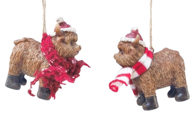 Highland Cow with Scarf Resin Hanging