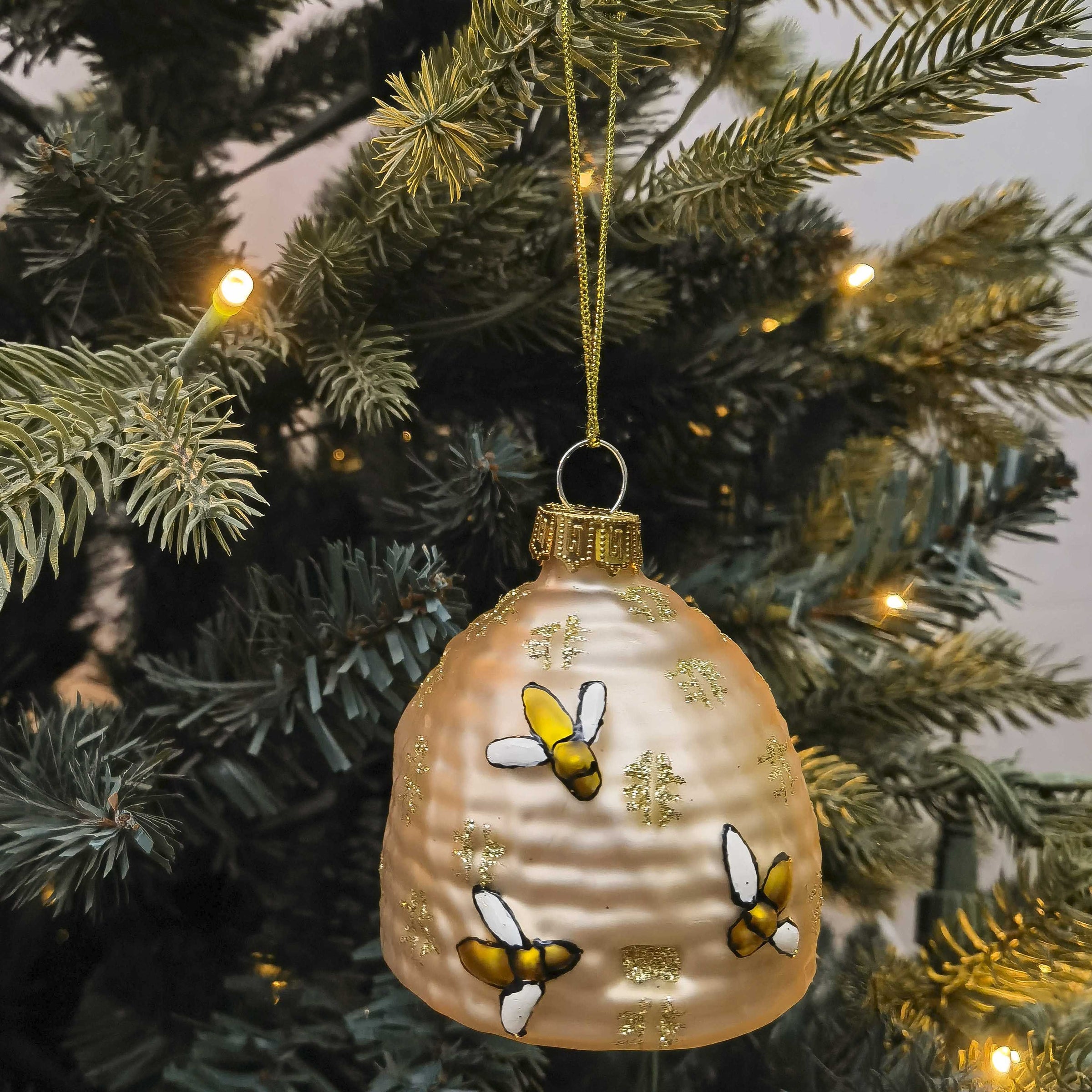 Beehive Glass Decoration Gold