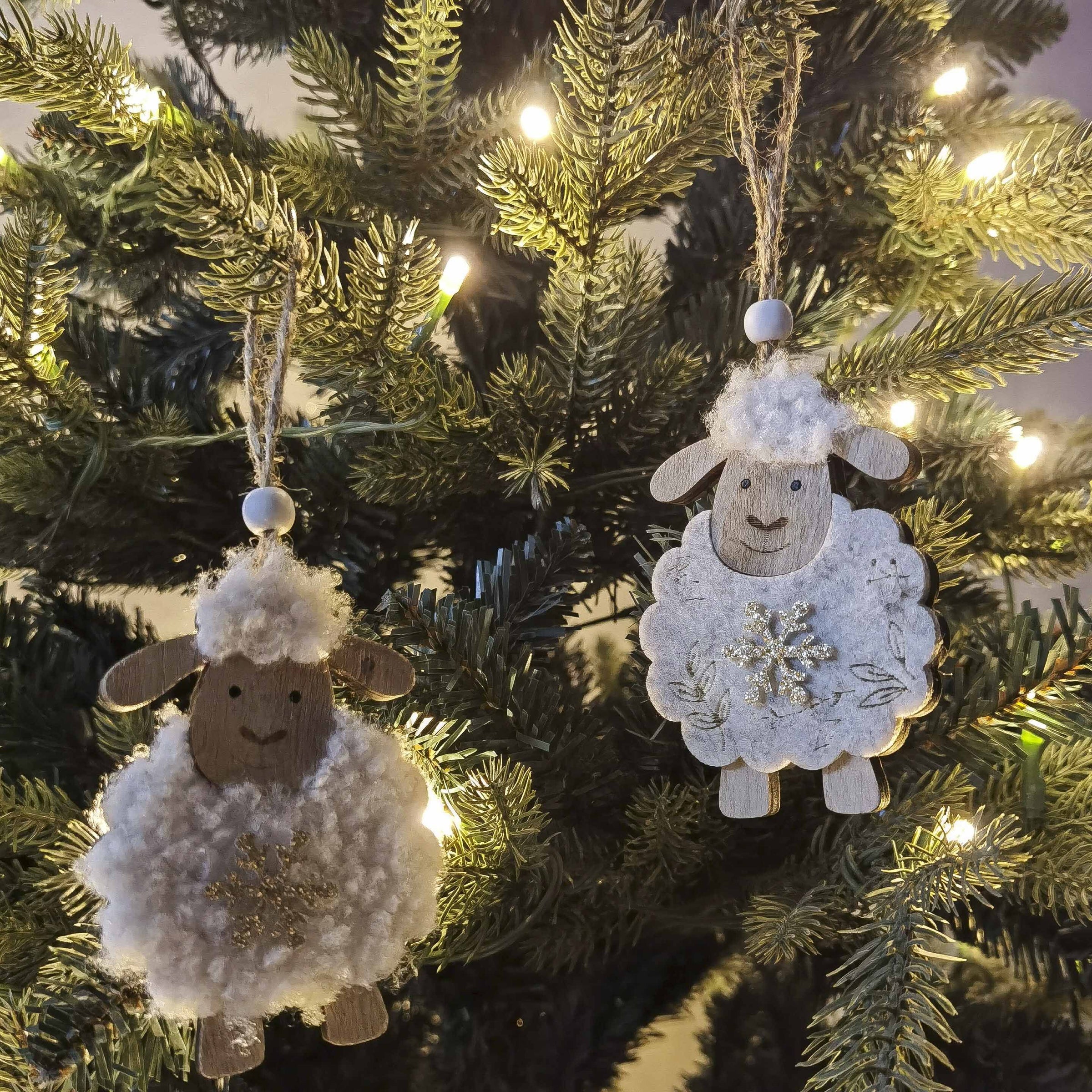 Fluffy Sheep Hanging Decorations White