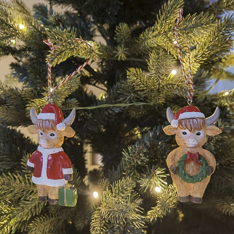 Highland Cow Hanging Decorations Red & Brown