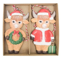 Highland Cow Hanging Decorations Red & Brown