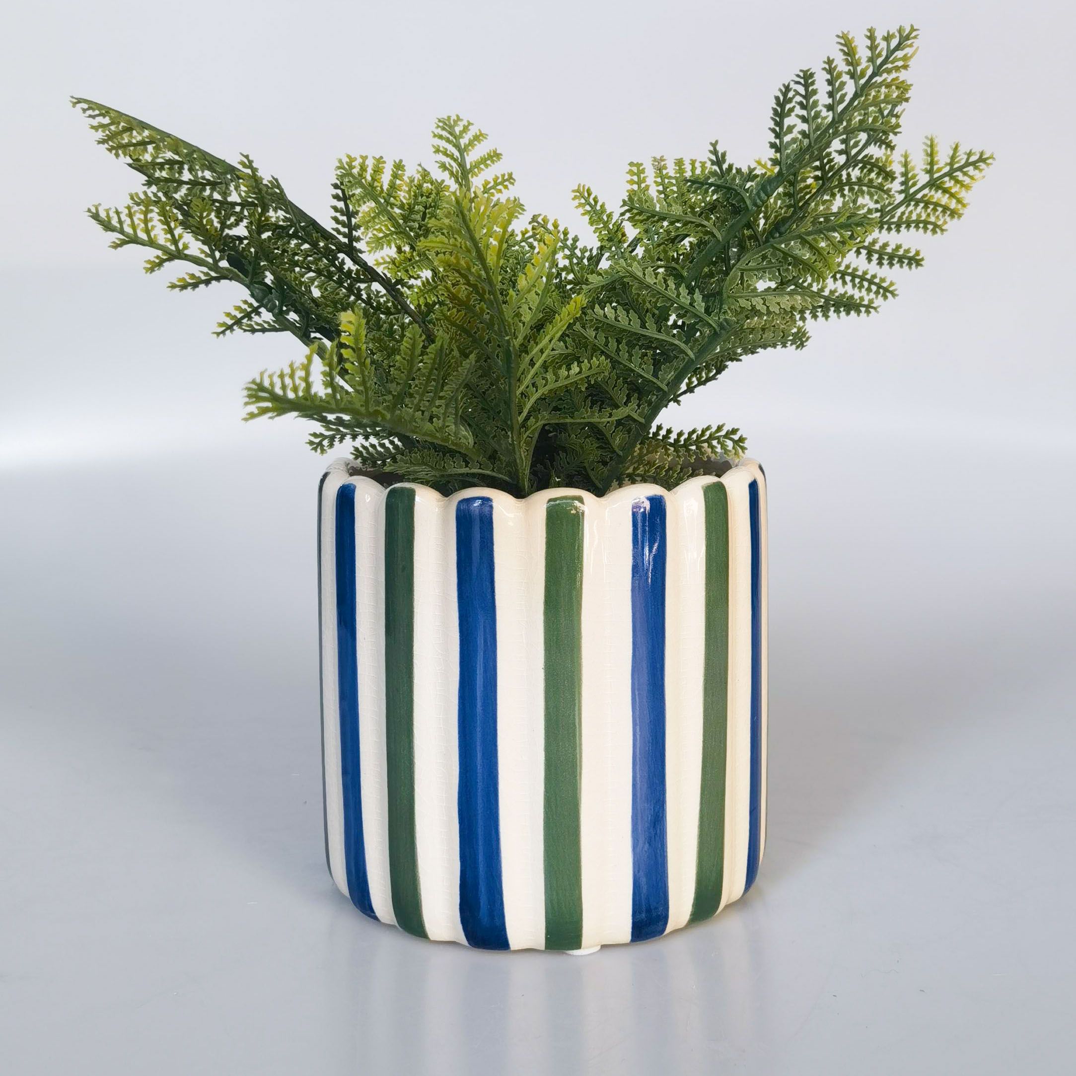 Maxine Stripe Planter Blue & Green