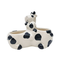 Hugging Cows Planter White & Black