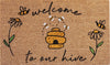 Welcome To Our Hive Doormat Black & Yellow