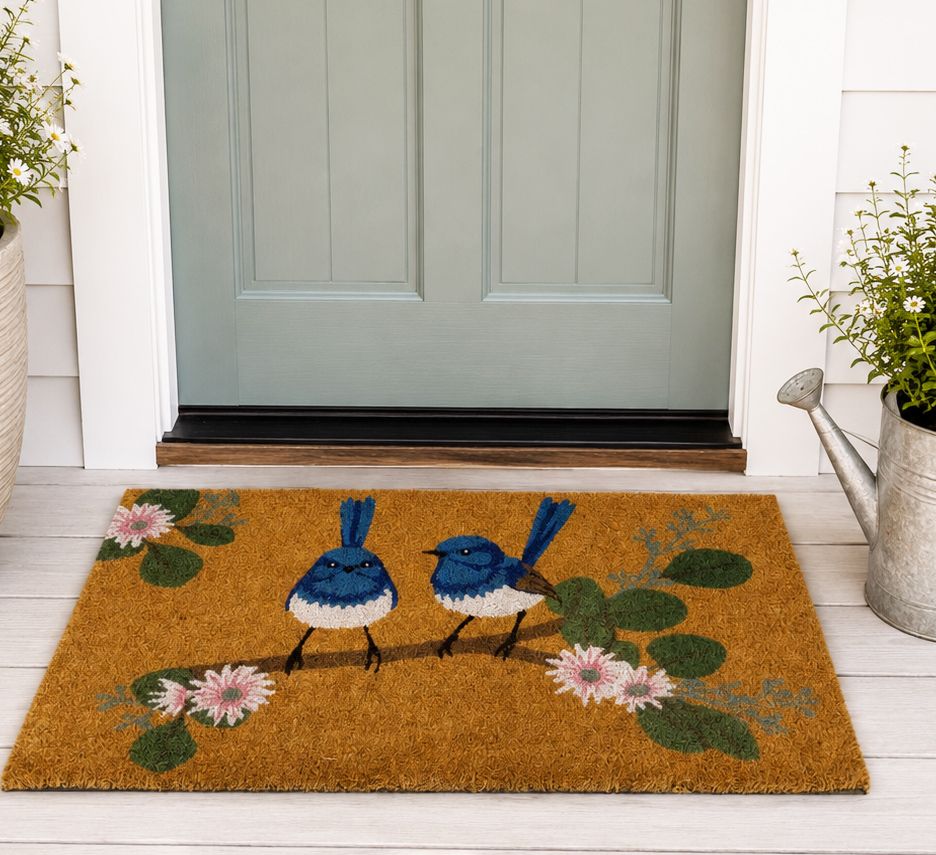 Blue Wren Doormat Green