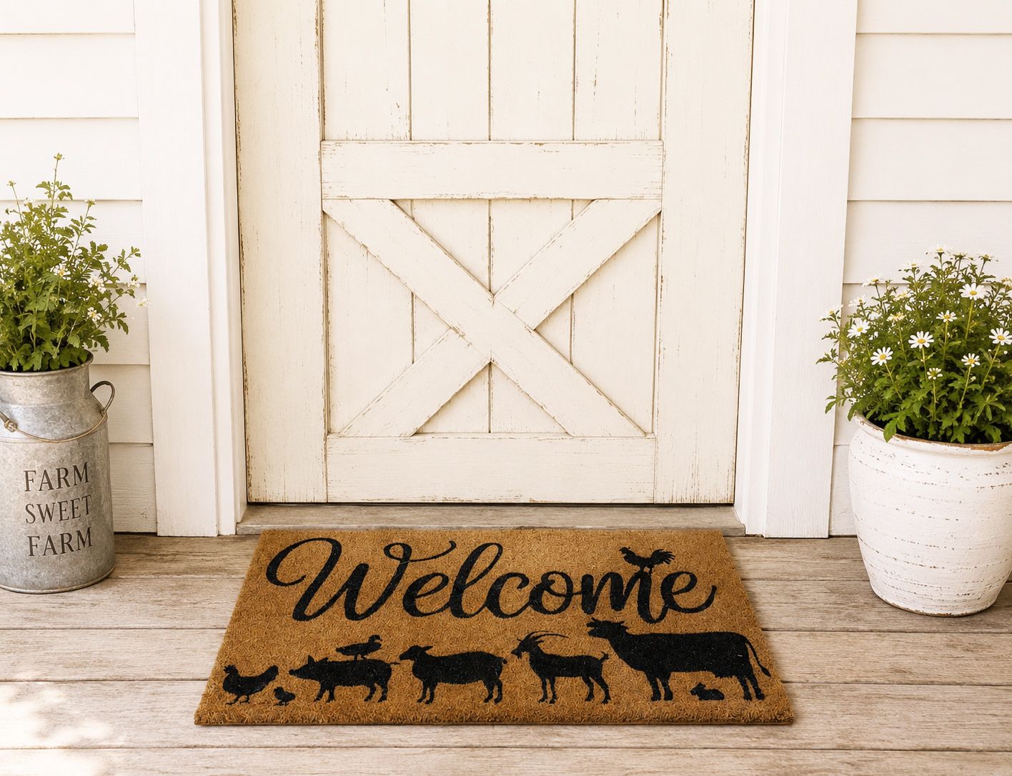 Welcome to the Farm Doormat Black