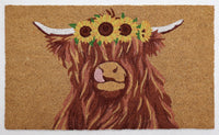 Highland Cow Doormat Brown