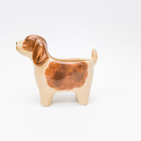 Georgie Dog Planter Brown & White