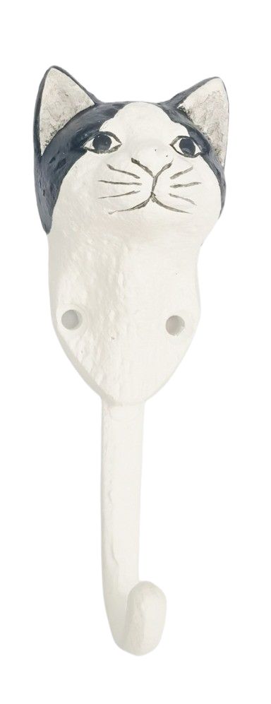 Cat Wall Hook Black & White 14cm