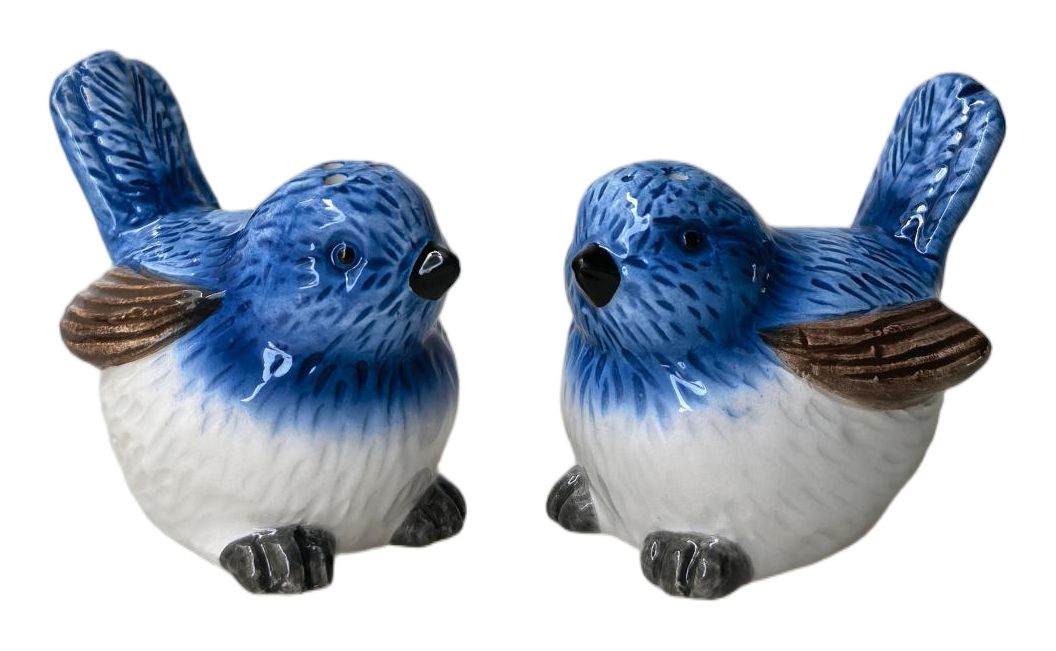Blue Wren Salt & Pepper Shakers Blue