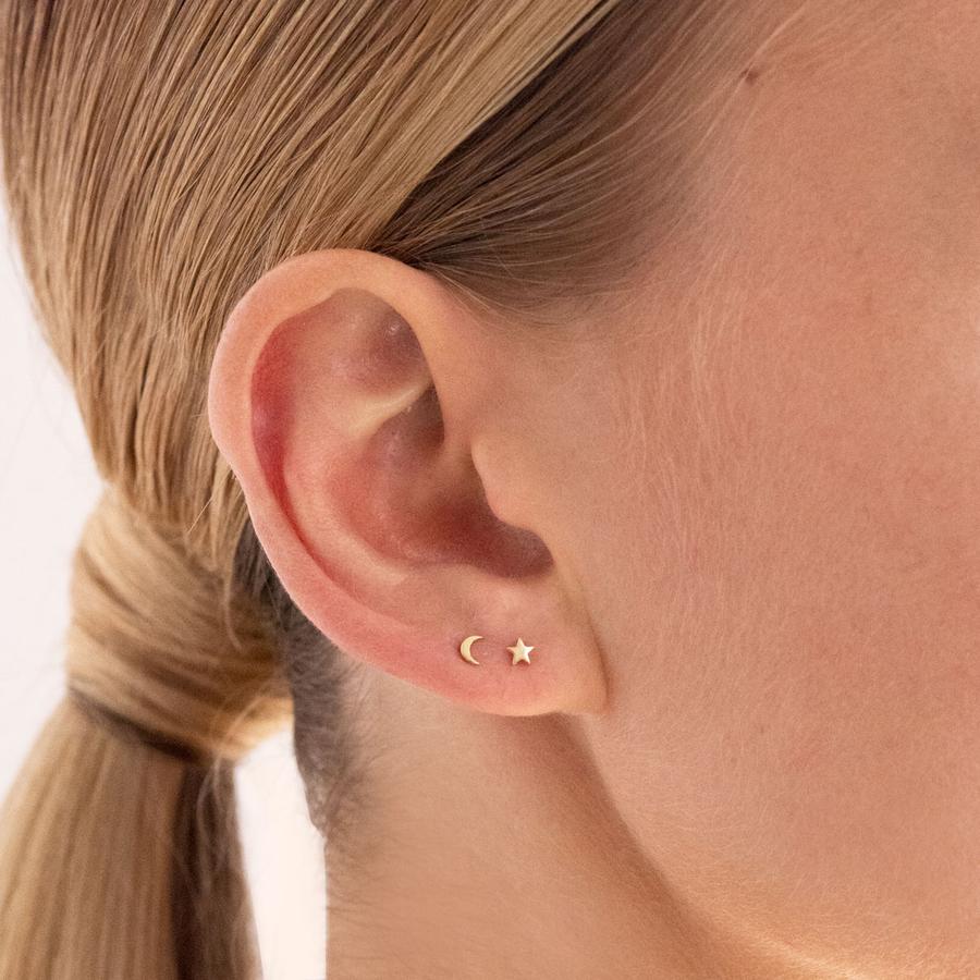 Star + Moon Stud Earring | Sterling Silver