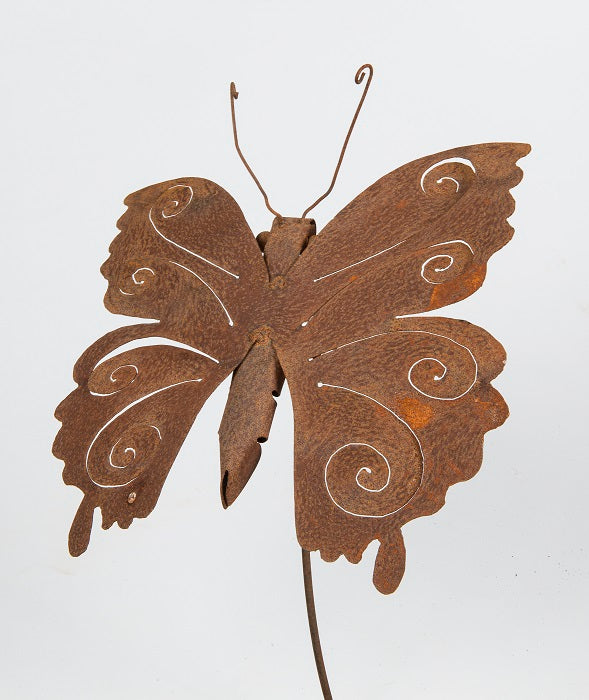 Single Rust Butterfly Garden Stake