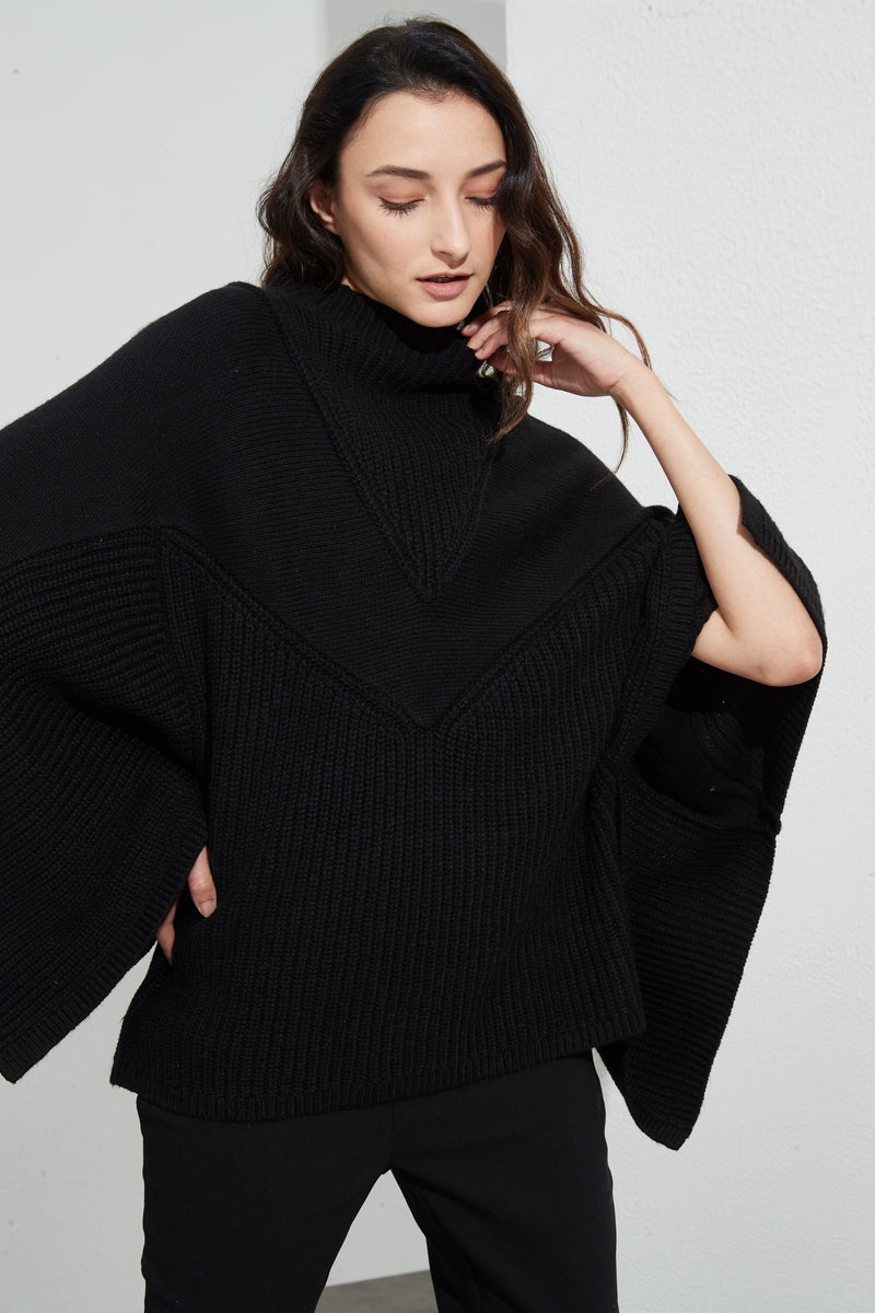 Split Sleeve Knit Black