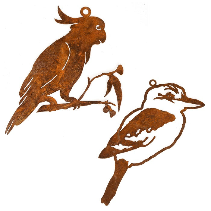 Kookaburra & Cockatoo Silhouette Rust