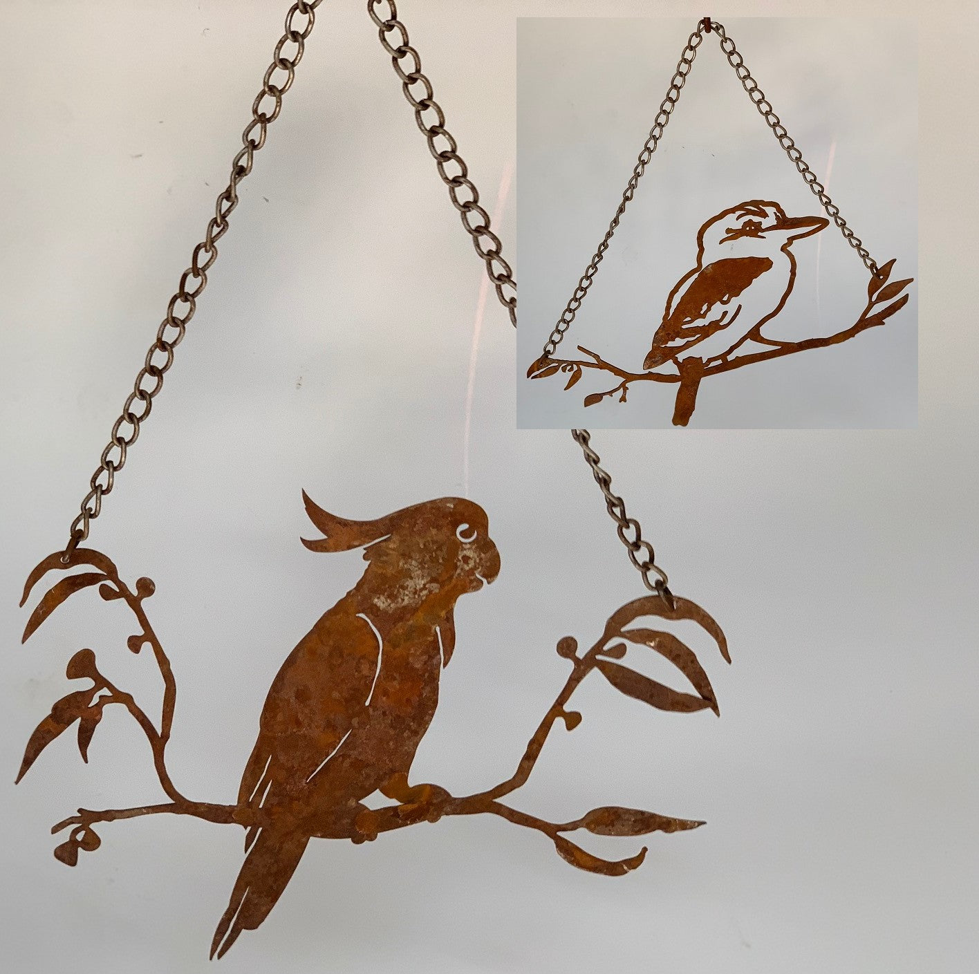 Kookaburra & Cockatoo Silhouette Chain Rust
