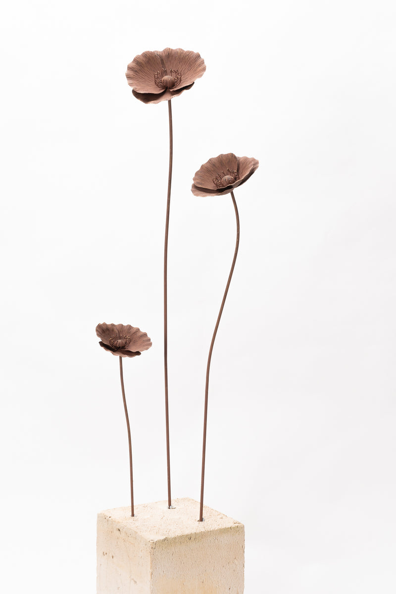 Poppy Rust Garden Stake