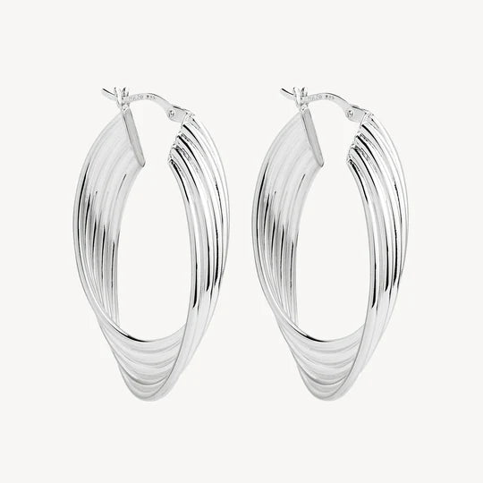 Awaken Oval Silver Hoop Earrings