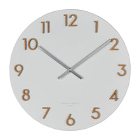 Katelyn Metal Wall Clock | White with Wooden Numbers