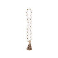 Ceramic Bead Strand With Jute Tassel | White