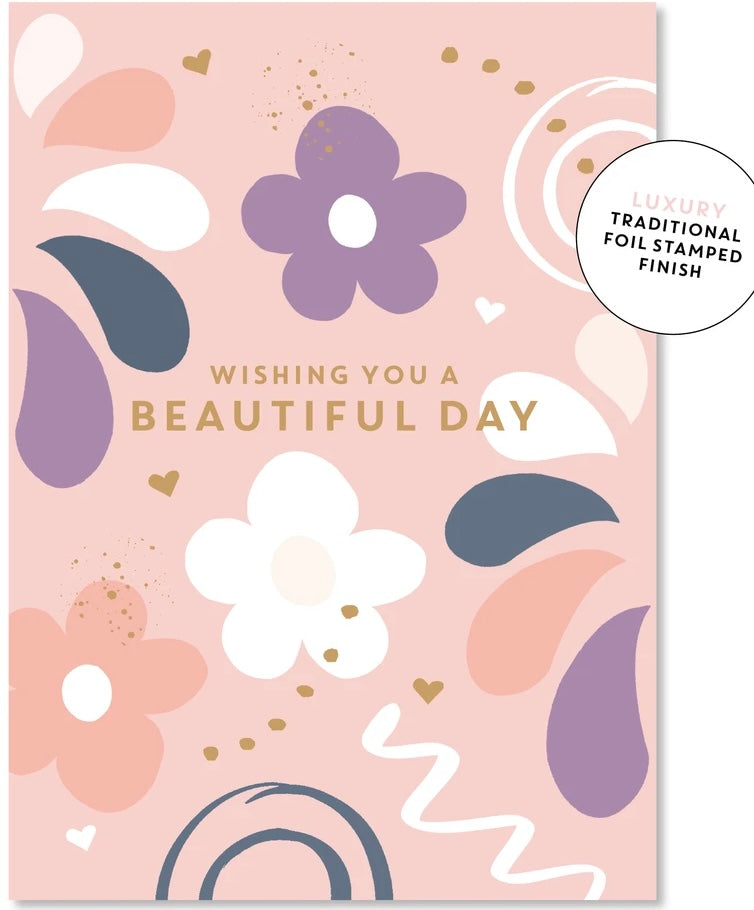 Beautiful Day  Floral Retro | Greeting Card