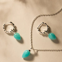 Dew Drop Silver Gemstone Earrings | Amazonite