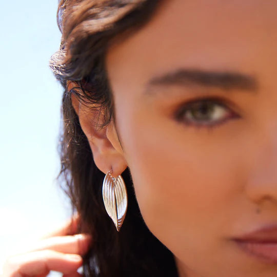 Awaken Oval Silver Hoop Earrings